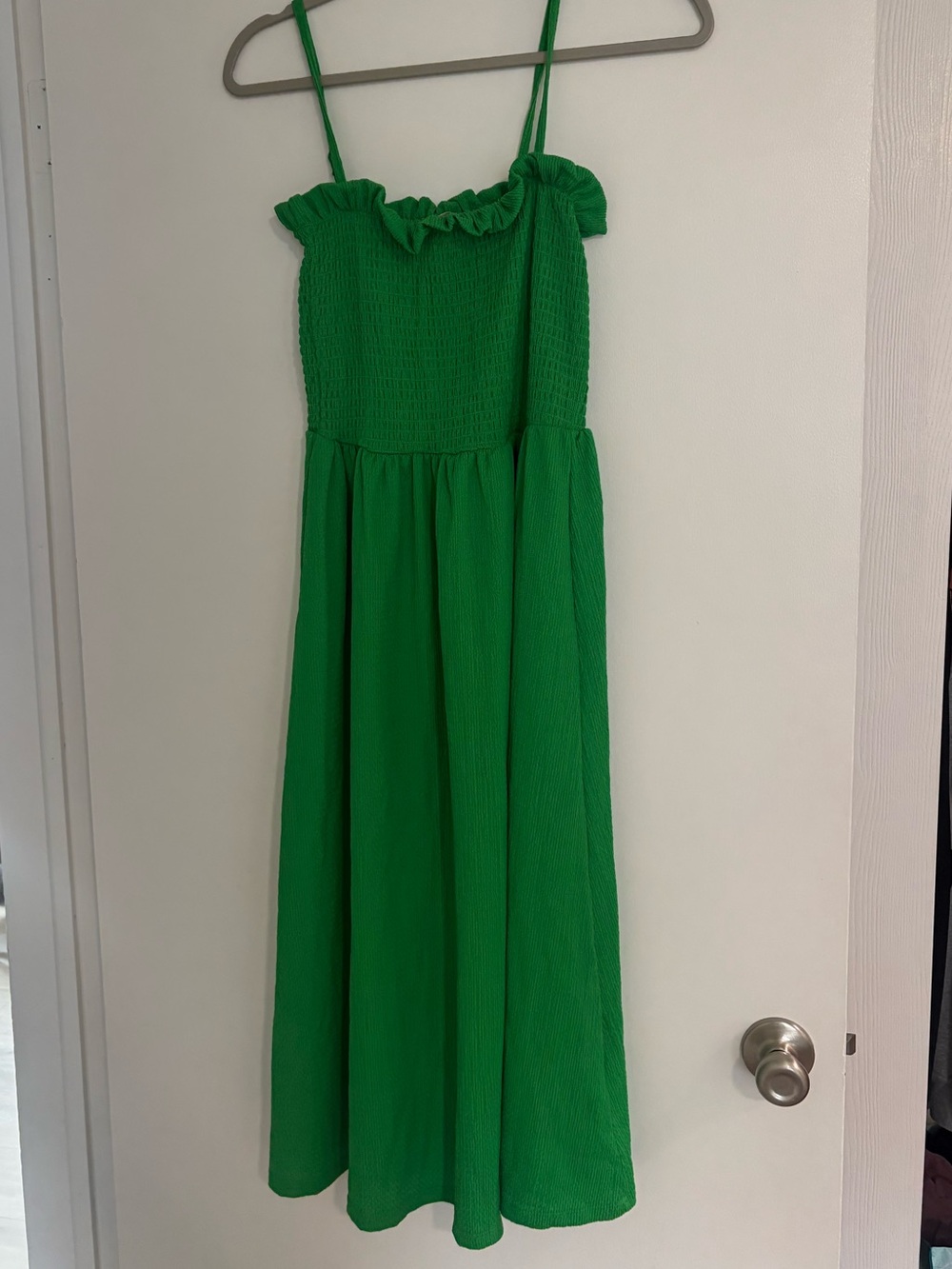 H&M Green Smocked Midi Dress